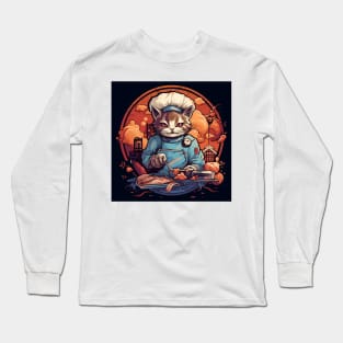 Cooking Chef Cat Long Sleeve T-Shirt